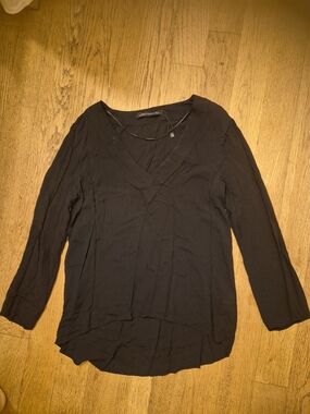 Zara Black V-Neck Long Sleeve Women's Top
